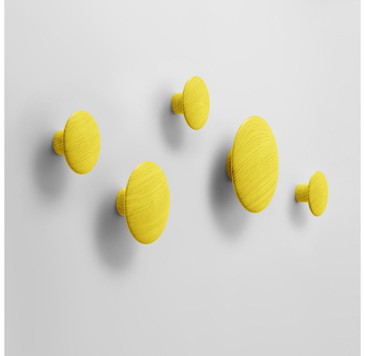 Set de 5 patères en bois - Jaune